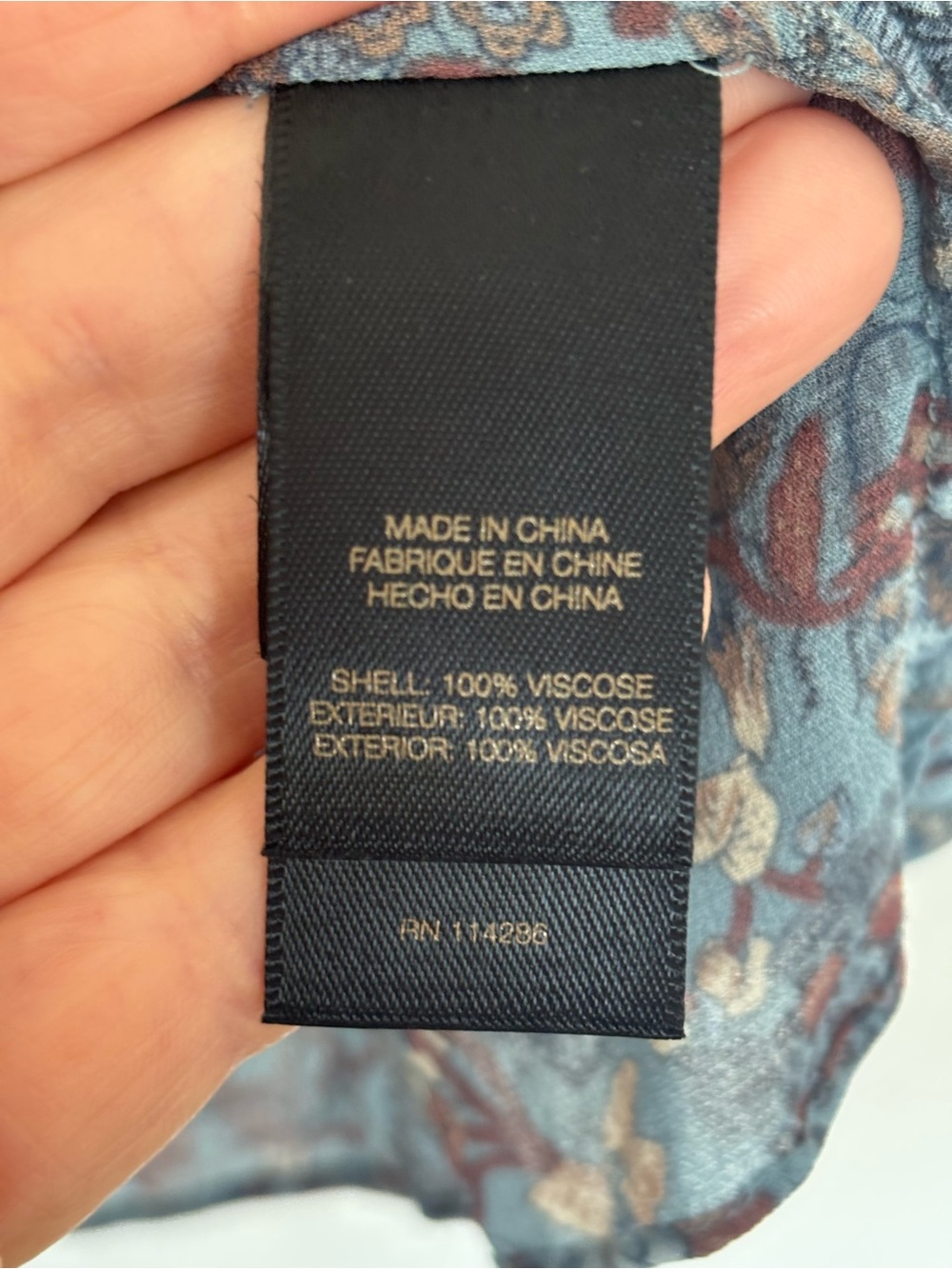 Frye Dusty Blue Floral Smocked Scoop-Neck Blouse - Picture 4 of 4